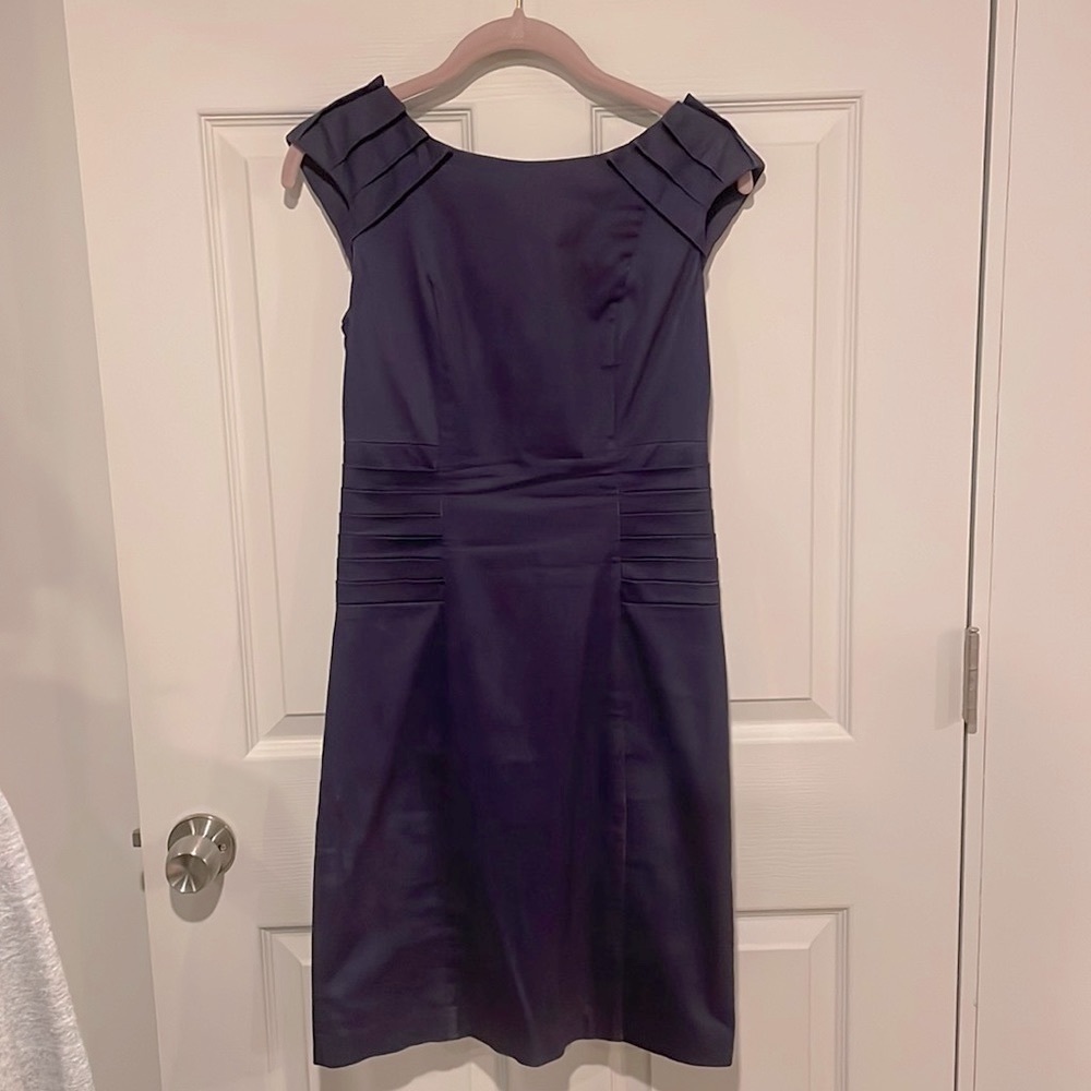 Navy Sleeveless Sheath Dress XS Work Office Business Casual Wedding Guest